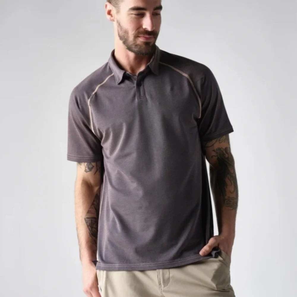 Rhone Delta Pique Polo Short Sleeve Shirt Mahogany Rose/Navy, Mens Small NWT